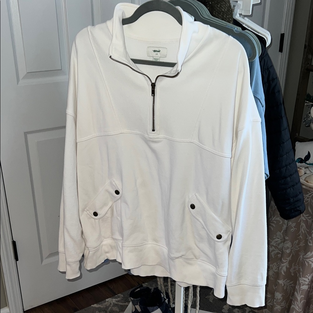 Aerie White Quarter-Zip